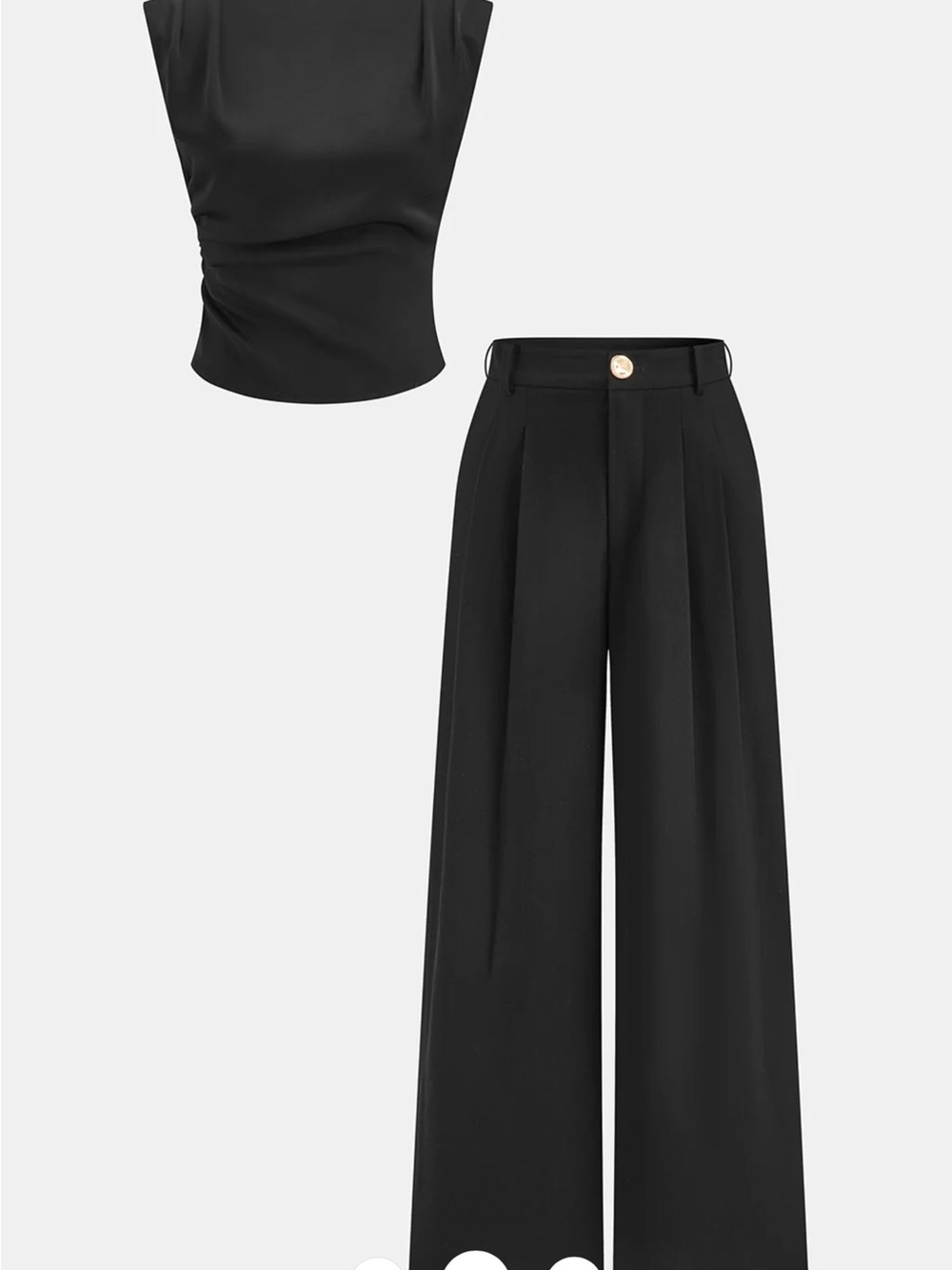 Commense Sleeveless Ruched Top & Pleated Pants Set - XL